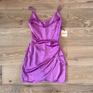 Superdown Arezo Cowl Wrap Dress in Purple